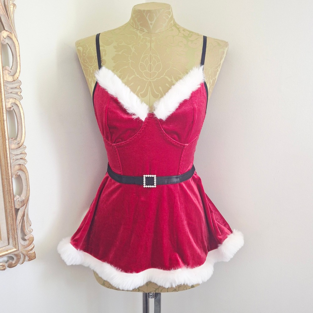Avidlove Red Velvet Santa Dress Faux Fur Trimmed Holiday Cosplay Costume M